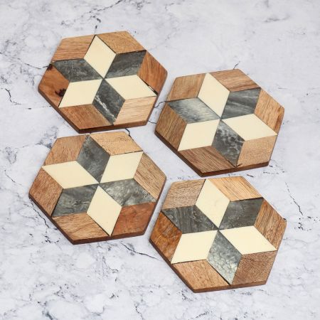Handmade High Quality Wooden Coasters - Pack of 4